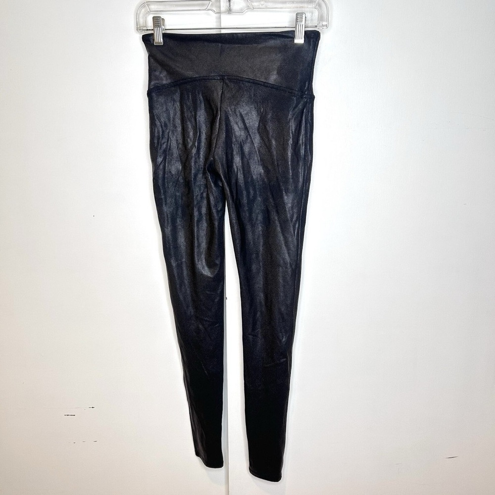 LAST CHANCE! Women's SPANX Shiny Coated Slim-Fit Black Moto Leggings